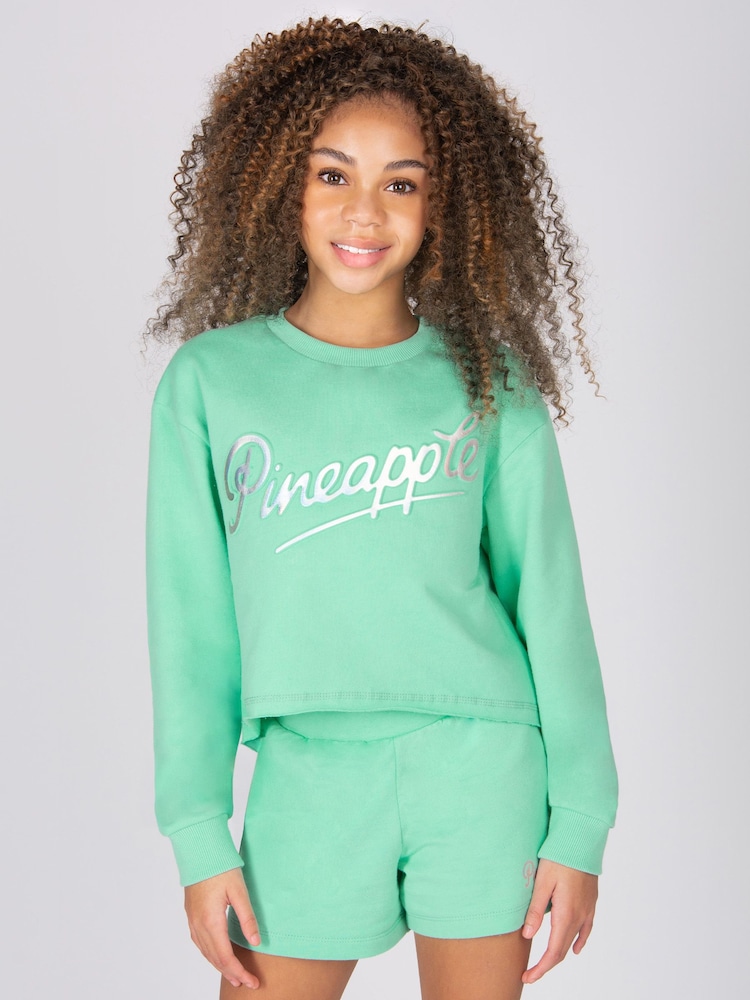 أخضر - سويت شيرت بحافة غير مشذّبة للبنات من Pineapple - صورة 1 من 4