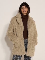 Apricot Natural Fuzzy Two Pockets Coat - Image 2 of 4