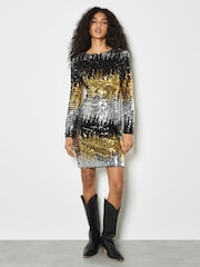 Apricot Silver Three Colour Mix Sequin Bodycon Dress - Image 4 of 4