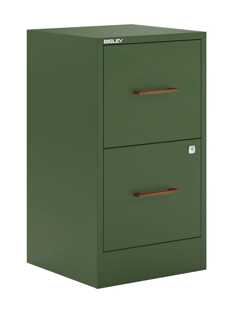 Bisley Olive Green Home Filer Filing Cabinet with Walnut 2 Door Handles - Image 3 of 3 Bisley Olive Green Home Filer Filing Cabinet with Walnut 2 Door Handles - Image 3 of 3