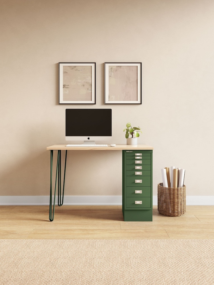 Bisley Olive Green MultiDesk With Filing Cabinet Desktop - Image 1 of 2 Bisley Olive Green MultiDesk With Filing Cabinet Desktop - Image 1 of 2