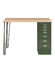 Bisley Olive Green MultiDesk With Filing Cabinet Desktop - Image 2 of 2
