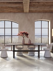 Abigail Ahern Dark Stained Ash Batten Fixed Dining Table 180Cm - Image 1 of 5