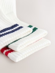 White Floral Embroidered Cushion Sole Ribbed Sport Cropped Ankle Socks 3 Pack With Arch Support - Image 7 of 7