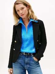 Tommy Hilfiger Black Crest Embroidery Slim Fit Blazer - Image 1 of 5