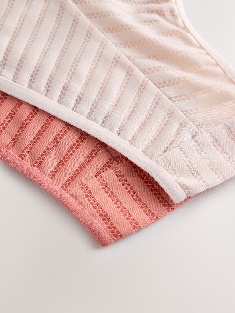 珊瑚紅/米色 - Stripe Microfibre Knickers 2 Pack - 圖片 10/10