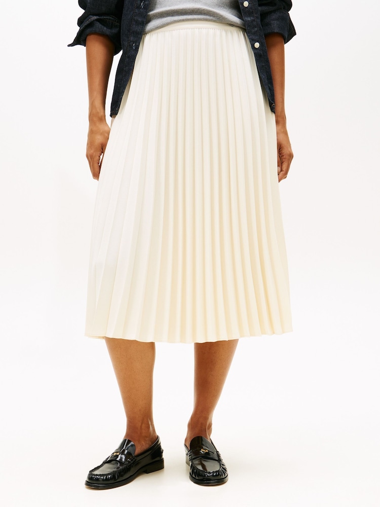 Tommy Hilfiger Nude Pleated Twill Midi Skirt - Image 1 of 6 Tommy Hilfiger Nude Pleated Twill Midi Skirt - Image 1 of 6