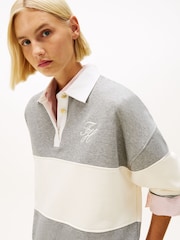 Tommy Hilfiger Grey Gold Tone Button Relaxed Rugby Sweatshirt - Image 2 of 5