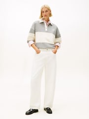 Tommy Hilfiger Grey Gold Tone Button Relaxed Rugby Sweatshirt - Image 3 of 5