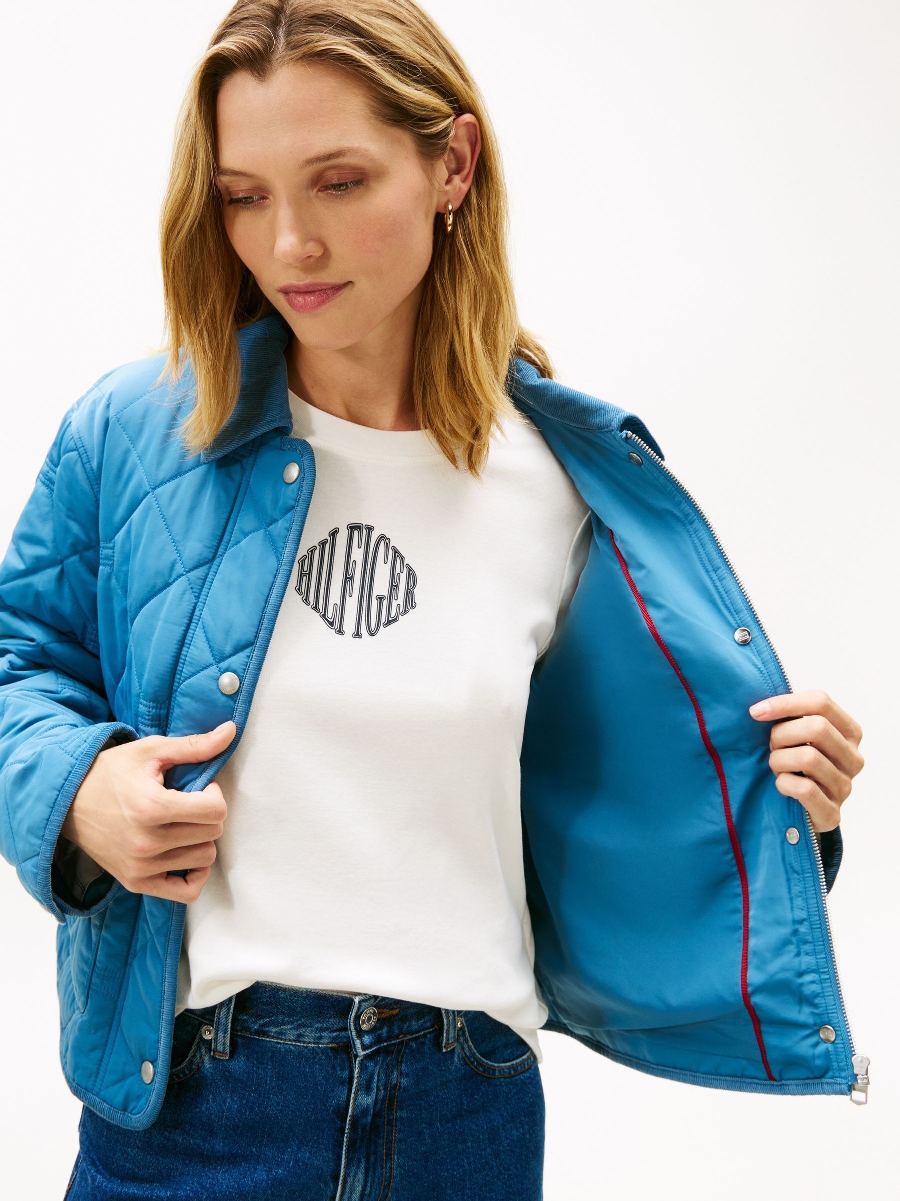 Buy Tommy Hilfiger Blue Padded Flag Quilted Water Repellent Jacket