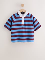 blue/brown Stripe - អាវប៉ូឡូកអាវខ្លីសម្រាប់វាយកូនបាល់ឱប - រូបភាព 5 នៃ 7