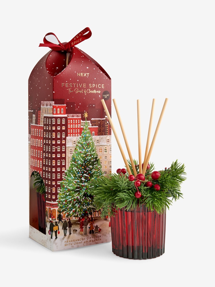 Festive Spice Red Light Up Wreath 180ml Reed Diffuser - Image 6 of 6 Festive Spice Red Light Up Wreath 180ml Reed Diffuser - Image 6 of 6