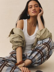 White Ribbed Racer Tank Vest Sleeveless Top - Image 3 of 9