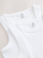 White Ribbed Racer Tank Vest Sleeveless Top - Image 8 of 9