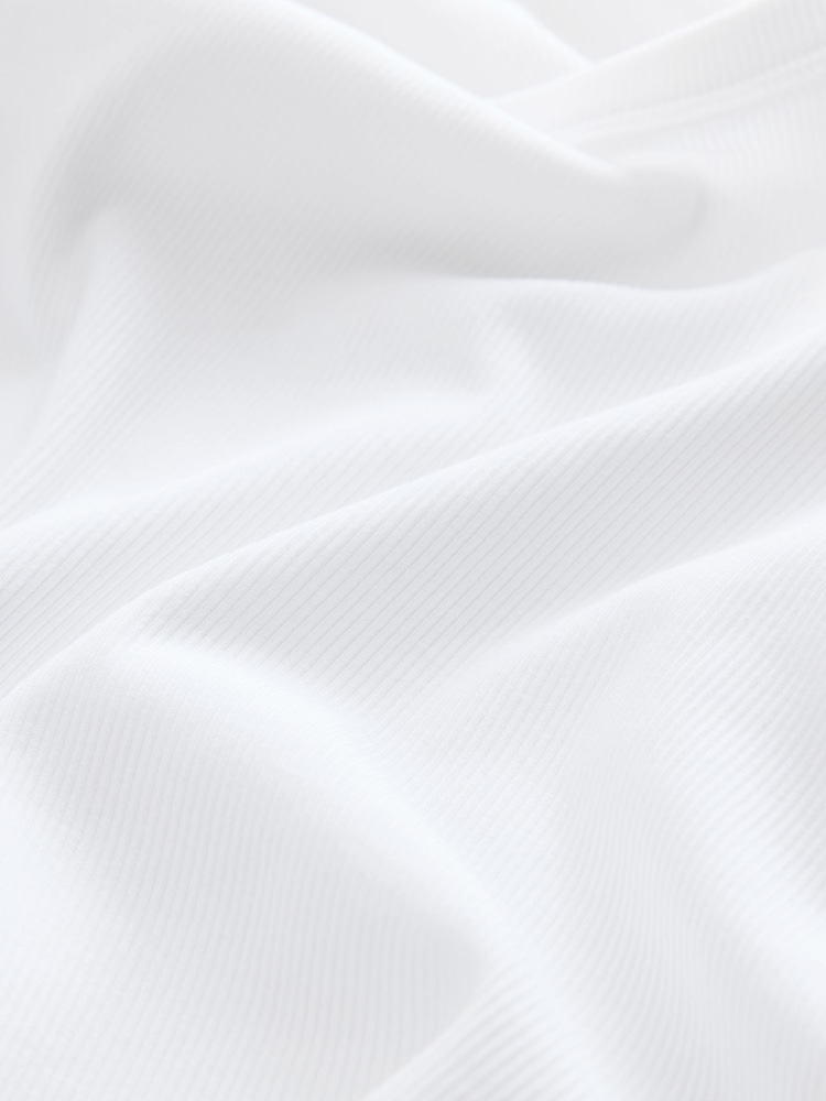 White Ribbed Racer Tank Vest Sleeveless Top - Image 9 of 9