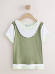 Grün - Mock Layer Short Sleeve Crew Neck T-Shirt - Bild 1 von 3