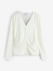 Cream Ruched Front Long Sleeve Blouse - Image 1 of 1