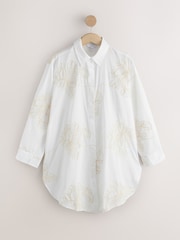 Ecru Foral Embroidered Beach Shirt - Image 1 of 3