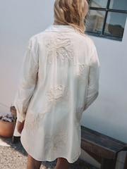 écru - Chemise de plage brodée Foral - Image 4 sur 8