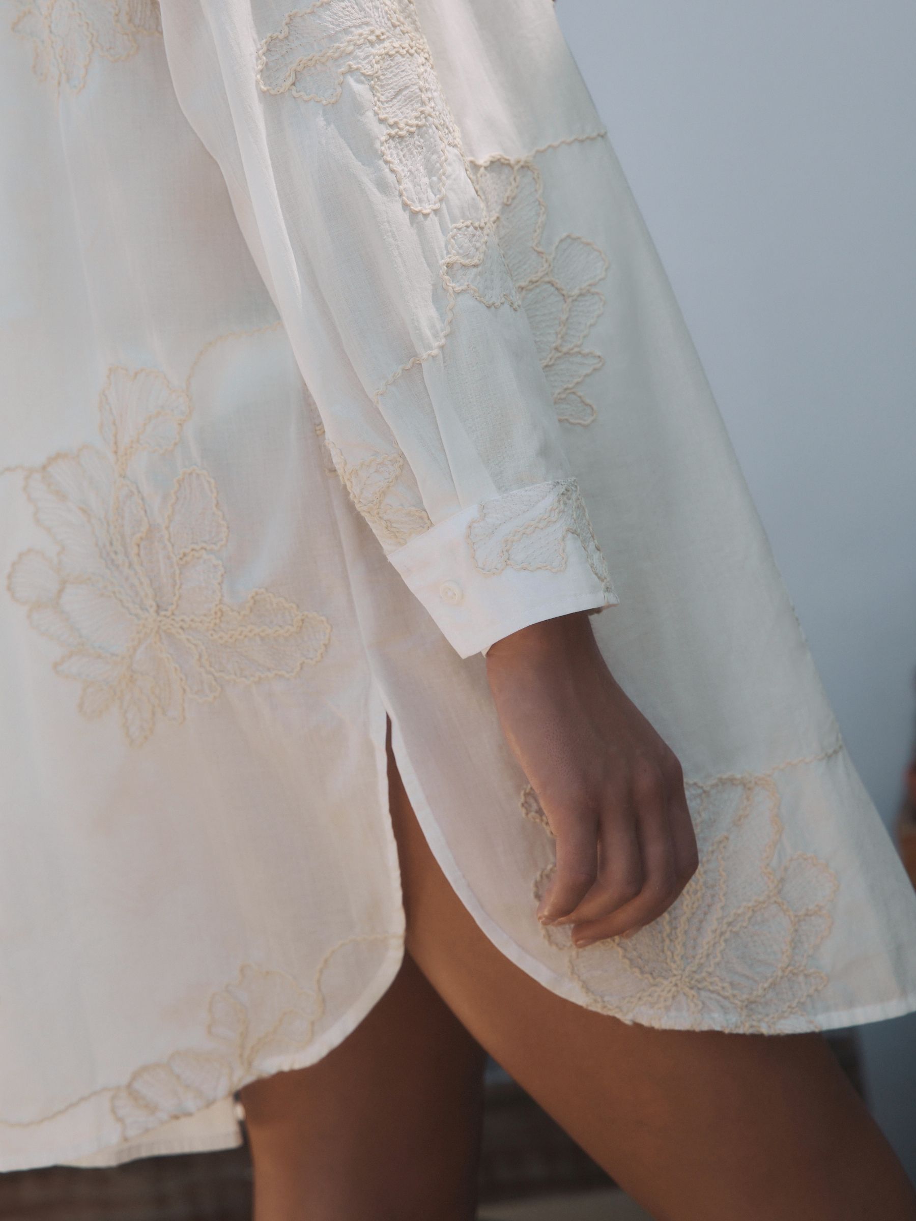 Buy Ecru Foral Embroidered Beach Shirt from the Next UK online shop