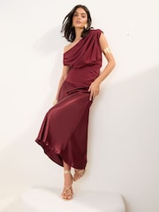 Friends Like These Wine Red Draped Off The Shoulder Top - Image 1 of 4