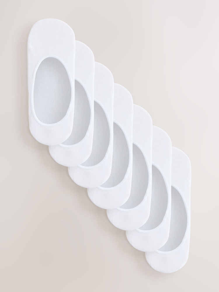 White Low Cut Invisible Footsie Socks 7 Pack - Image 1 of 10