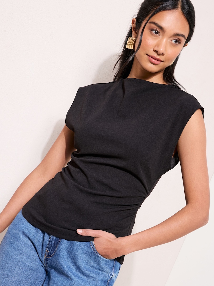 Friends Like These Black Ruched Sleeveless Top - Image 1 of 4