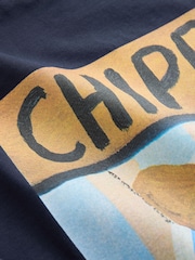 Navy Graphic Chippy Tea Frankie Thorpe Licence T-Shirt - Image 6 of 7