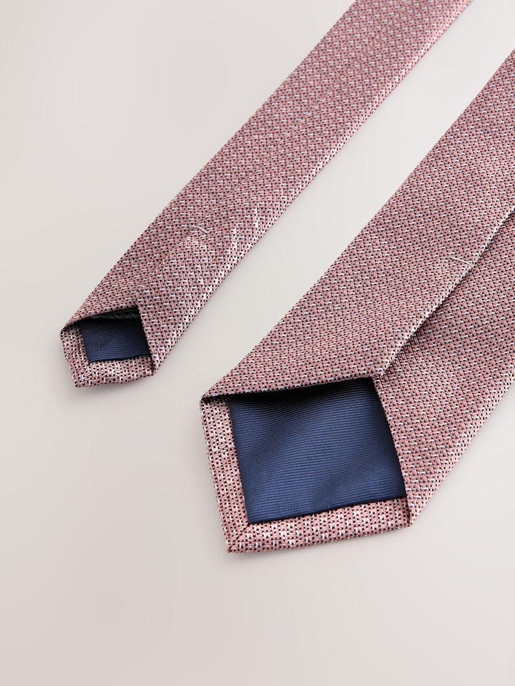 Pink Textured Tie with Tie Clip - Image 3 of 3