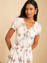 Love & Roses Ditsy Floral Keyhole Drop Waist Midi Dress - Image 2 of 5