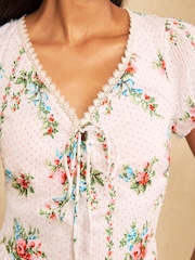 Love & Roses Ditsy Floral Keyhole Drop Waist Midi Dress - Image 4 of 5
