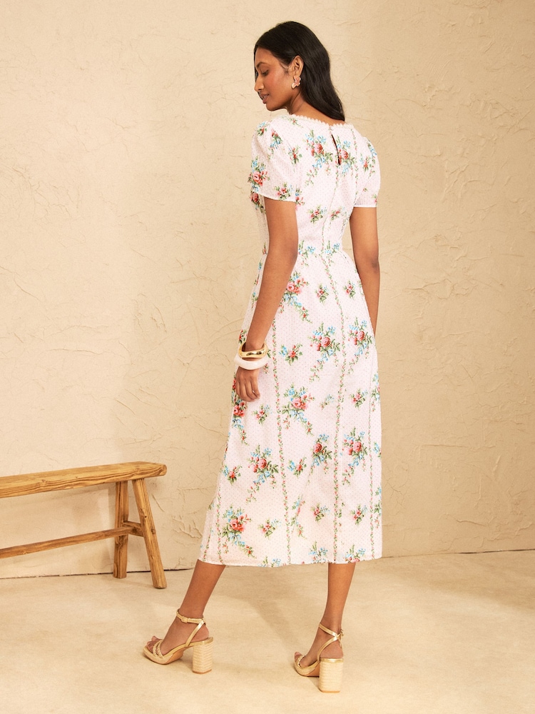 Love & Roses Ditsy Floral Keyhole Drop Waist Midi Dress - Image 5 of 5 Love & Roses Ditsy Floral Keyhole Drop Waist Midi Dress - Image 5 of 5