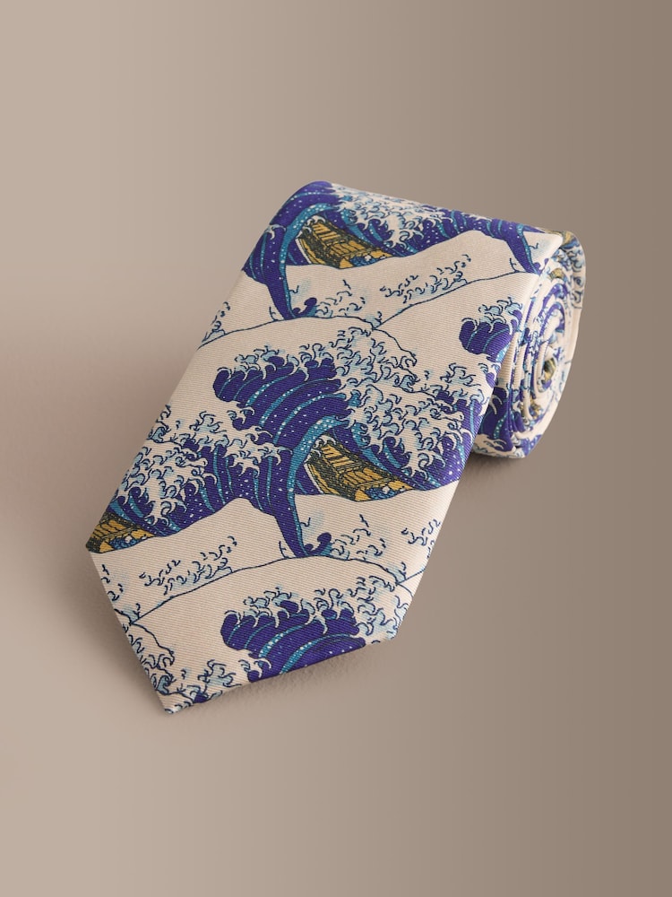 Blue Silk Wave Design Tie - Image 1 of 3