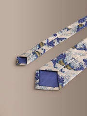 Blue Silk Wave Design Tie - Image 3 of 3