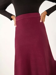 Roman Bright Red Knitted Midi Stretch Skirt - Image 3 of 5