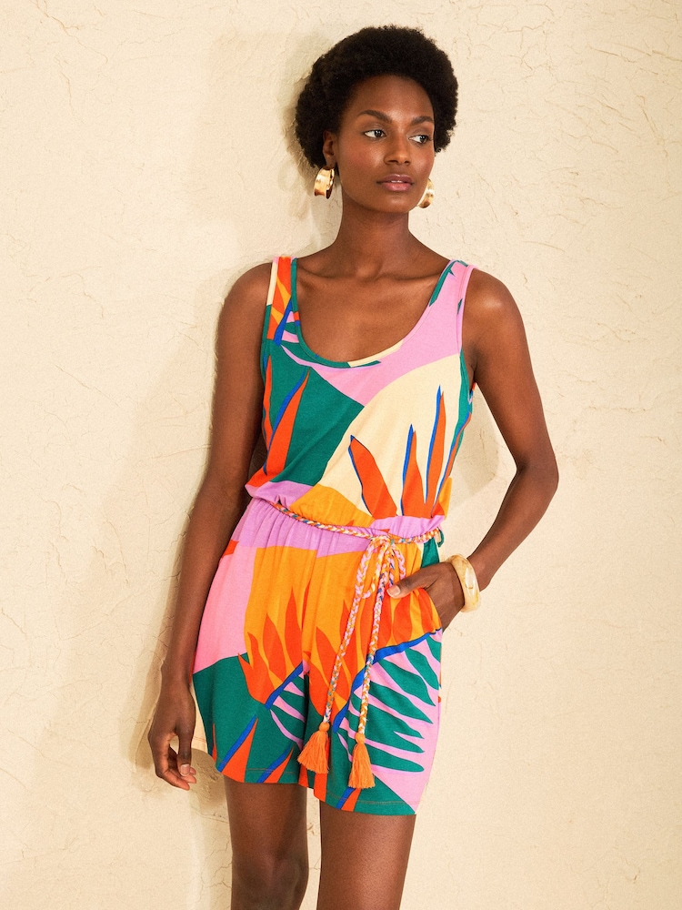 Love & Roses Tropical Jersey Playsuit - Image 1 of 4