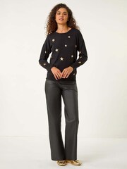 Πλεκτό Πουλόβερ με Ρωμαϊκό Αστέρι και Γκλίτερ - Εικόνα 2 από 5