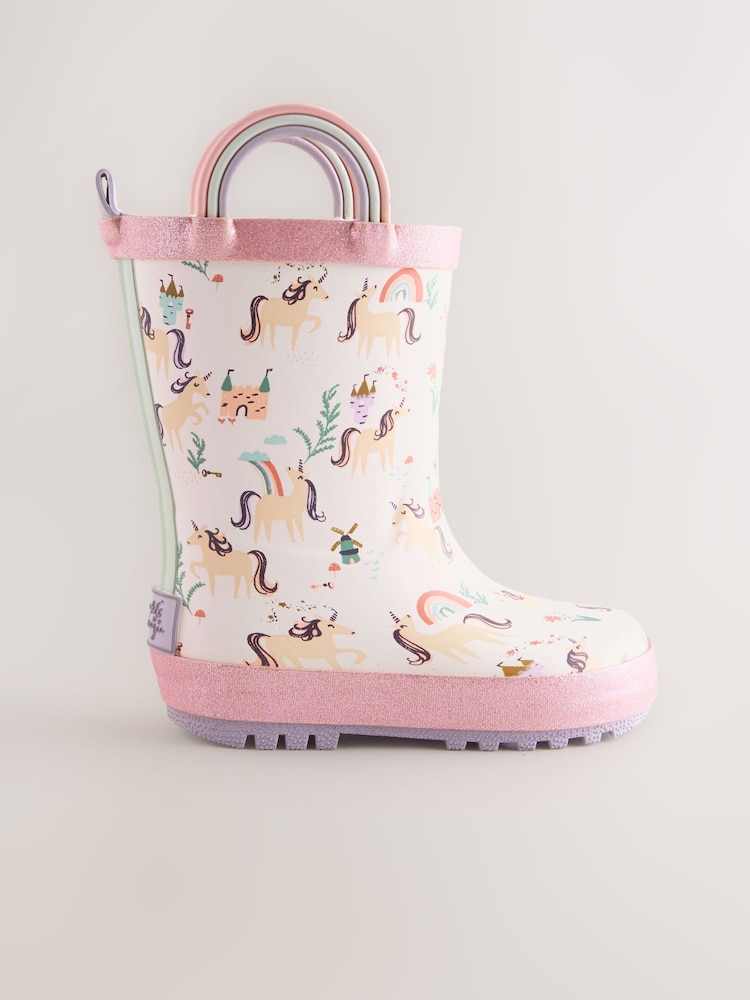 Pink Unicorn Handle Wellies - Image 2 of 5 Pink Unicorn Handle Wellies - Image 2 of 5
