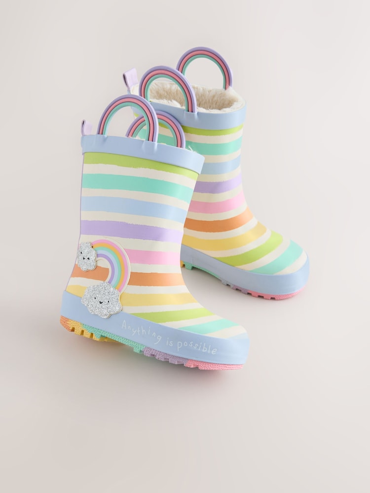 Multi Pastel Rainbow Handle Wellies - Image 1 of 5