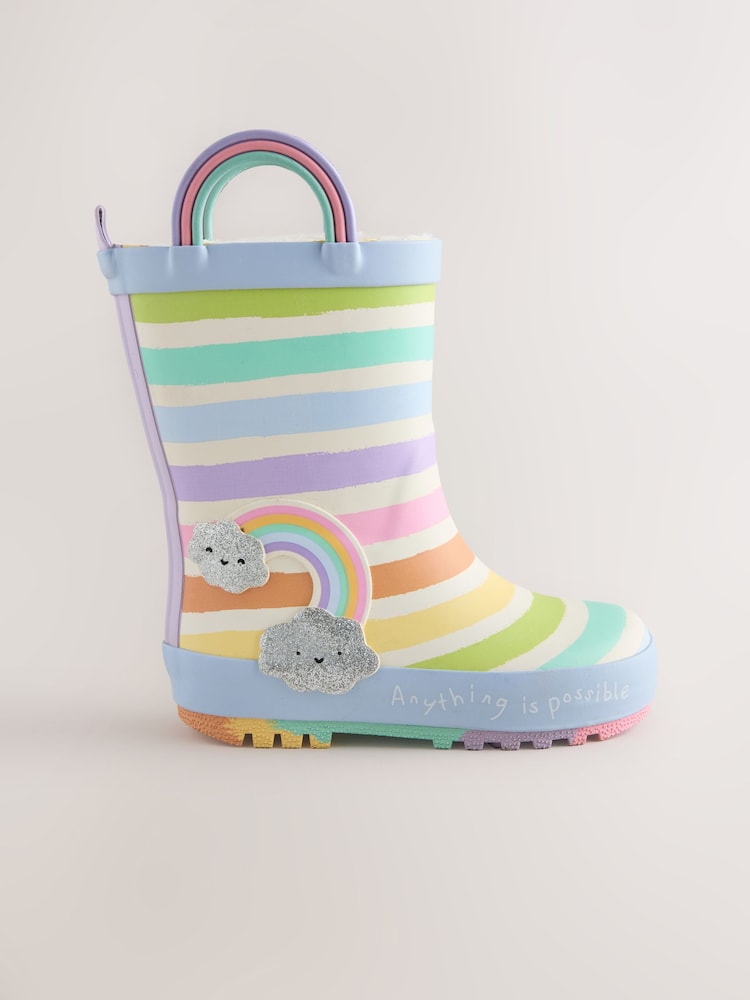 Multi Pastel Rainbow Handle Wellies - Image 2 of 5