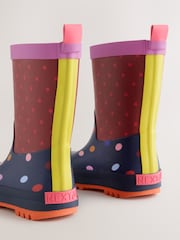 Navy/Burgundy Polka Dot Wellies - Image 4 of 6
