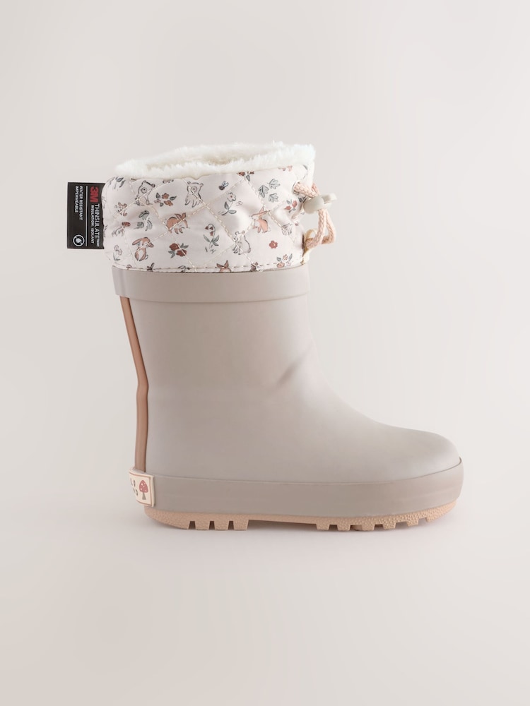 Mocha Brown Thinsulate Lined Cuff Wellies - Image 2 of 5 Mocha Brown Thinsulate Lined Cuff Wellies - Image 2 of 5