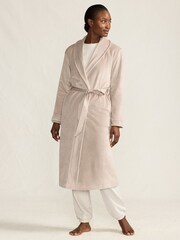 Lands' End Dusky Rose Velour Super Soft Dressing Gown - Image 1 of 4