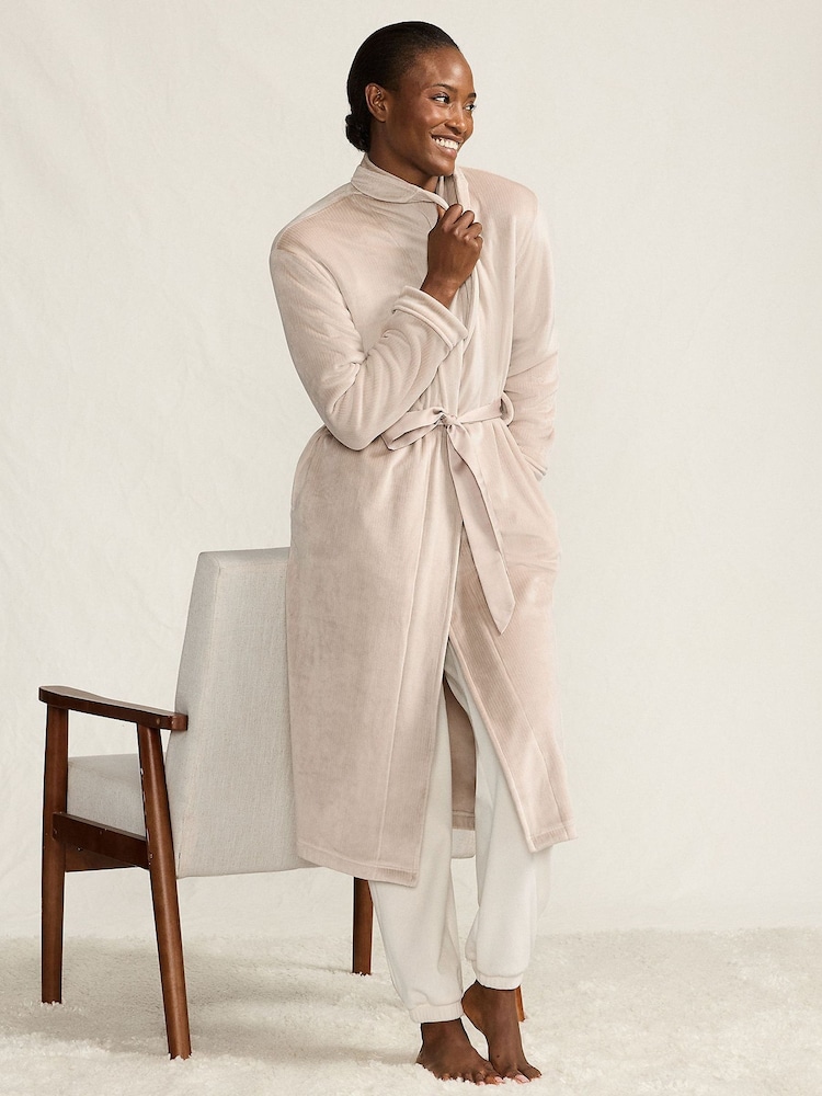 ladies long velour dressing gowns Black Fleece Hooded Long Dressing Gown