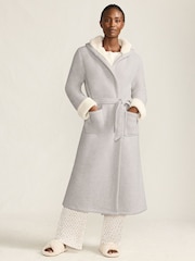 Lands' End Grey Waffle Borg Cosy Dressing Gown - Image 1 of 4