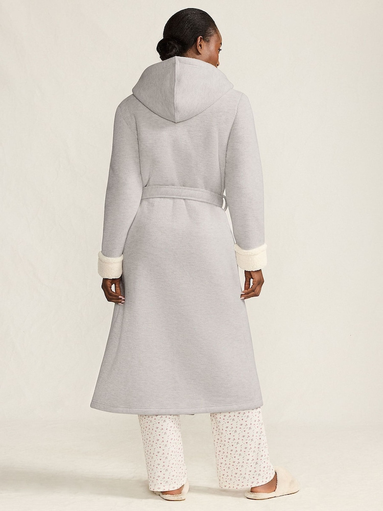 Lands' End Grey Waffle Borg Cosy Dressing Gown - Image 2 of 4 Lands' End Grey Waffle Borg Cosy Dressing Gown - Image 2 of 4