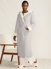 Lands' End Grey Waffle Borg Cosy Dressing Gown - Image 3 of 4