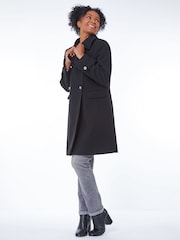 Roman Black Petite Double Breasted Military Coat - Image 3 of 5