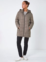 Roman Brown Petite Metallic Finish Quilted Puffer Coat - Image 2 of 4