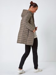 Roman Brown Petite Metallic Finish Quilted Puffer Coat - Image 3 of 4